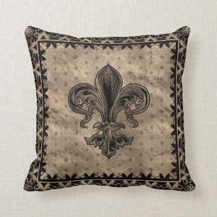 Almofada Fleur-de-lis - Preto e Dourado
