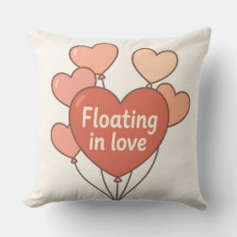Almofada Floating in Love Heart Balloons Romantic Throw Pil