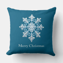 Almofada Floco de Neve Azul de Natal Azul Teak White