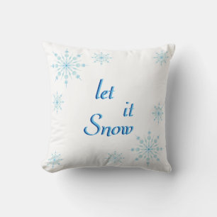 Almofada Floco de neve azul decorativo Deixe-o nevar