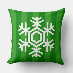 Almofada Floco de neve clássico e elegante, vermelho e verd