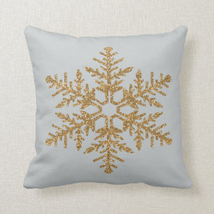 Almofada Floco de neve Dourado do brilho do falso