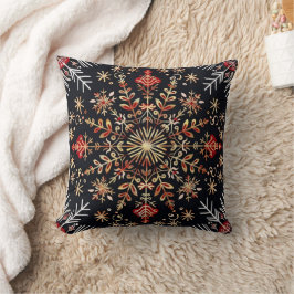 Almofada Floco de Neve Dourado e Vermelho