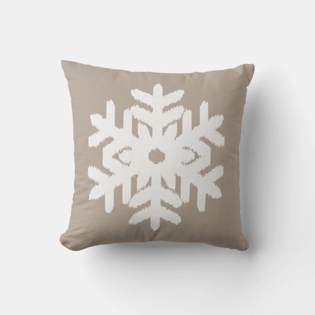 Almofada Floco de Neve Ikat - Bege taupe e branco (Frente)