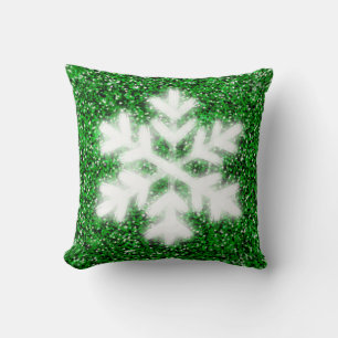 Almofada Floco de neve verde-congelado brilhante Elegante