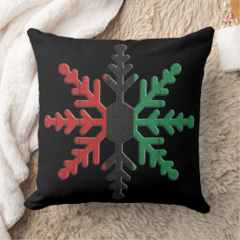 Almofada Floco de neve verde-vermelho-vermelho riscado Kwan