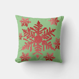 Almofada Floco de neve vermelho no Travesseiro decorativo v
