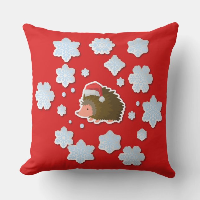 Almofada Flocos de neve bonitos de chapéu de Natal Santa Ha (Frente)