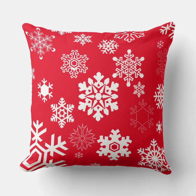 Almofada Flocos de neve brancos - Cor de fundo personalizáv (Frente)