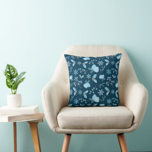 Almofada Flocos de neve com gelo azul e Pinecone Winter