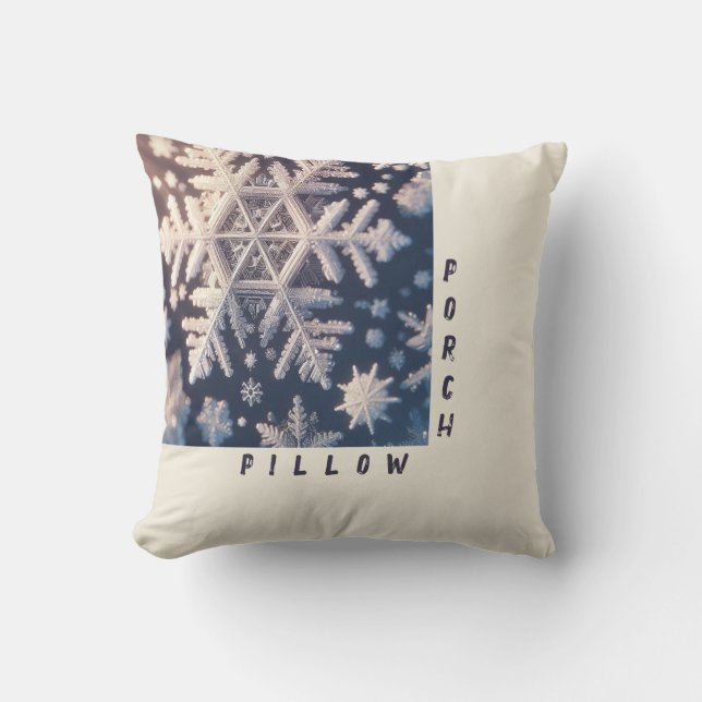 Almofada Flocos de neve / Cristais espessos / Raios / Porco (Frente)