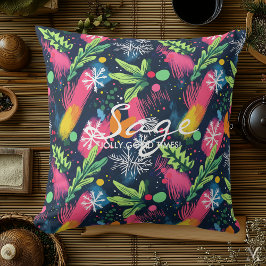 Almofada Flocos de Neve de Abeto Neon Festivo – Abstrato de