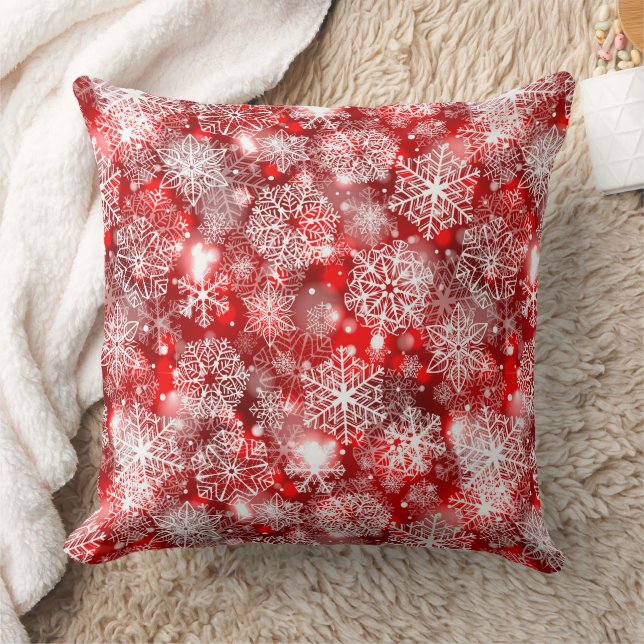 Almofada Flocos de neve em vermelho (Cobertor)