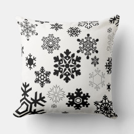 Almofada Flocos de neve preto e branco