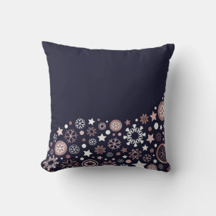 Almofada Flocos de neve rosa azul e branco chic elegantes