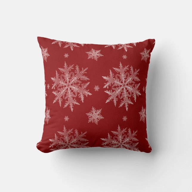 Almofada Flocos de Neve Vermelho Natal Feriado (Frente)