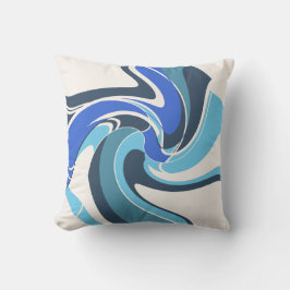 Almofada Flor Abstrato de Arte Azul Brilhante e Real