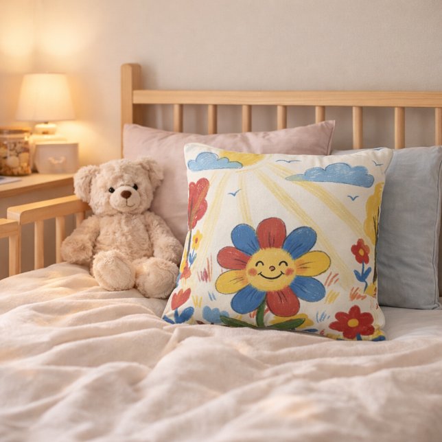 Almofada Flor Adorável Aproveitando o Sol Desenho Infantil (Criador carregado)
