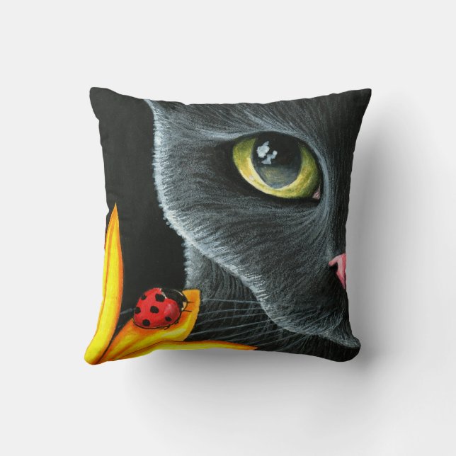 Almofada Flor amarela de ladybug Black Cat 510 (Verso)