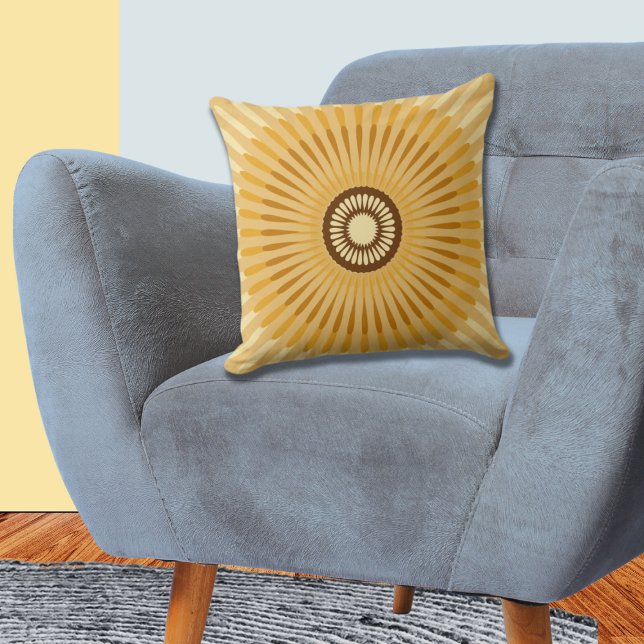 Almofada Flor Amarelo Centralizado Regular (Regular Centered Yellow Star Flower Throw Pillow)