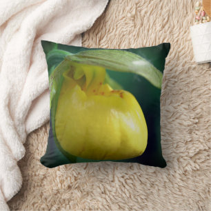 Almofada Flor Amarelo Selvagem Slipper Orquídea Fechar