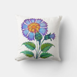 Almofada Flor Azul Meia-Tinta Arte Fina