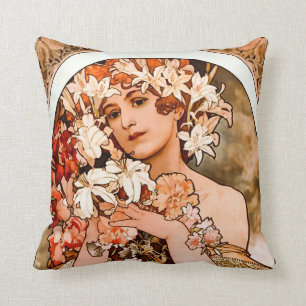 Almofada Flor, belas artes Alphonse Mucha