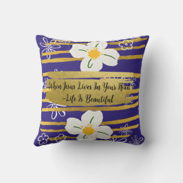 Almofada Flor branca e Dourada