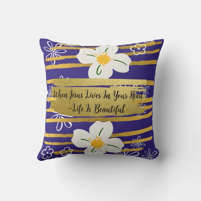 Almofada Flor branca e Dourada (Verso)