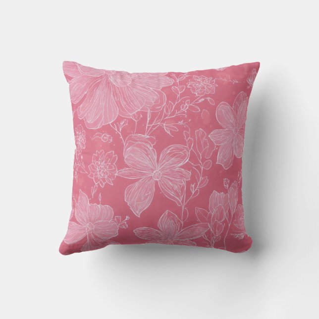 Almofada Flor branca na base rosa (Verso)