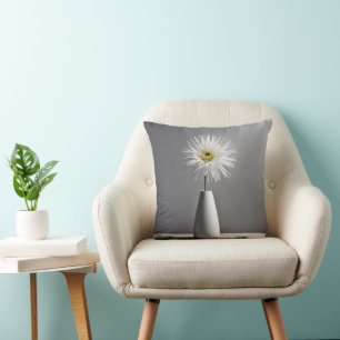 Almofada Flor Branco Simples Em Vase