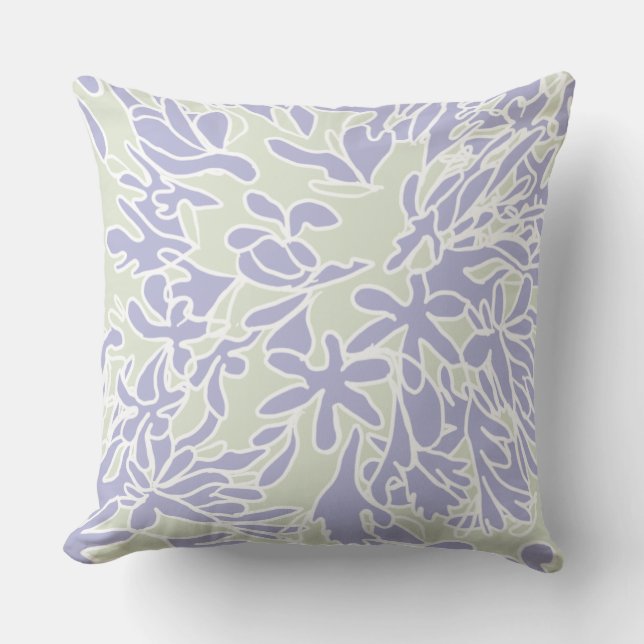 Almofada Flor de Agapanthus Lavanda Salvia Verde (Frente)
