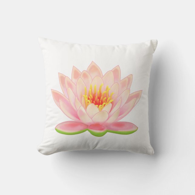 Almofada Flor de água rosa em travesseiro branco (Frente)