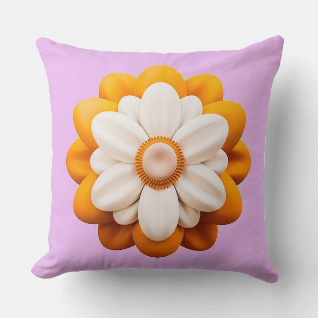 Almofada 🌼 Flor de Amarelo Branco Decoração Sofá Acento Pr (Frente)