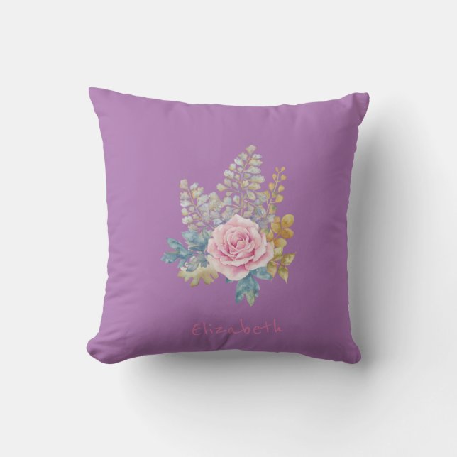 Almofada Flor de Aquarela Fofa - Personalizada (Frente)