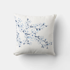 Almofada Flor de Cerejeira Azul Branco