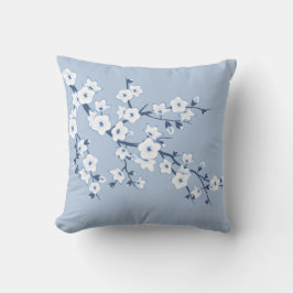 Almofada Flor de Cerejeira Azul Branco
