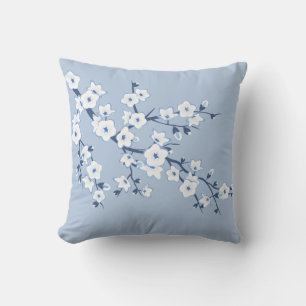 Almofada Flor de Cerejeira Azul Branco