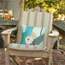 Almofada Flor de Cosmos Blocos de Cor Abstratos Verão Moder