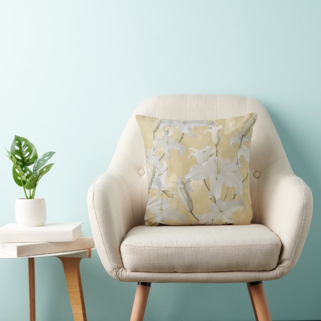Almofada Flor de Lírio Branca Glam 3a (Cadeira)