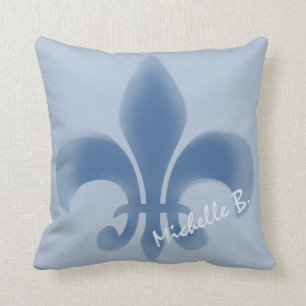 Almofada Flor de lis azul desvanecida personalizada