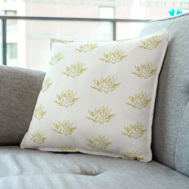 Almofada Flor de lótus moderna única relaxa amarela (Criador carregado)
