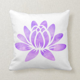Almofada Flor de Lotus roxa da aguarela moderna