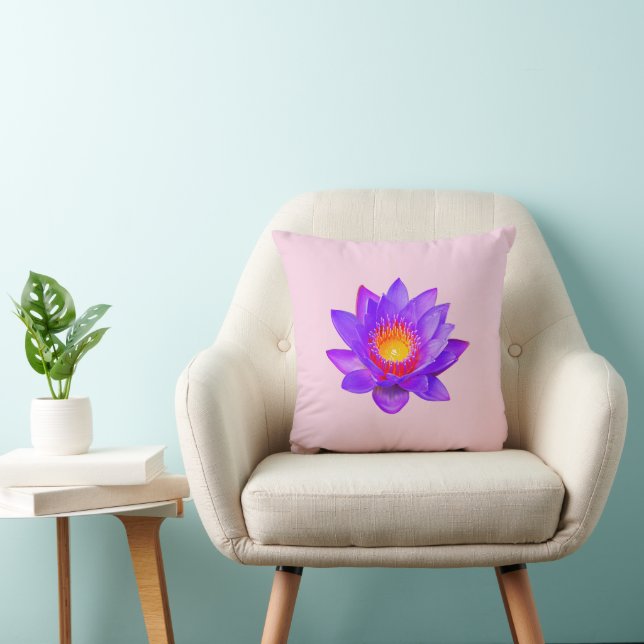 Almofada Flor de Lótus Violeta em Rosa Claro (Cadeira)