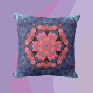 Almofada Flor de mandala azul e rosa