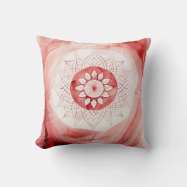 Almofada Flor de mandala de aquarela vermelha