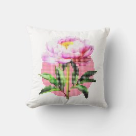 Almofada Flor de Mosaico de Pontos Peônia Rosa