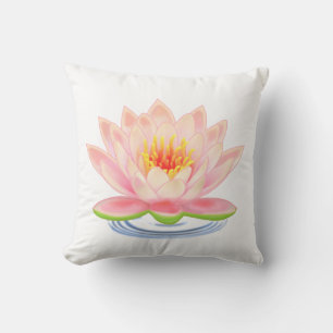 Almofada Flor de Nenúfar Rosa sobre Branco
