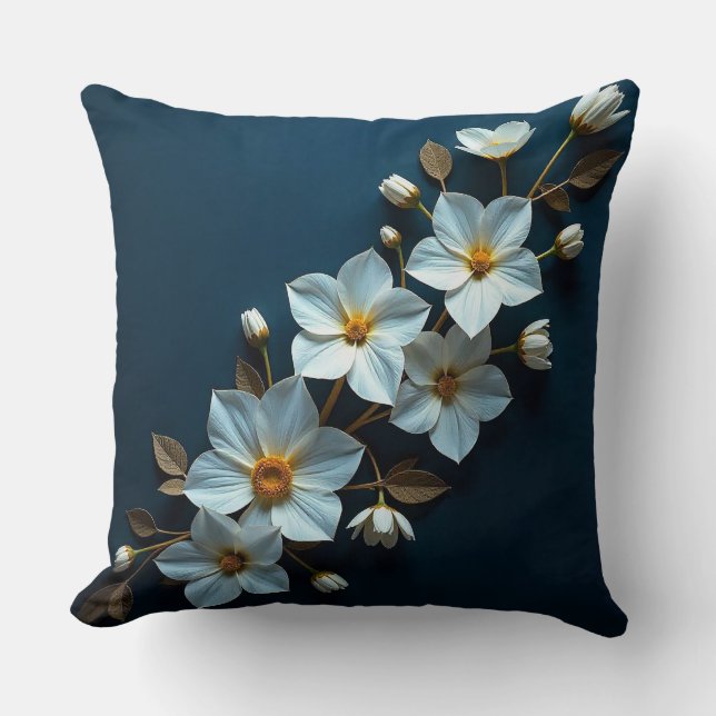 Almofada 🌼 Flor de Papel Branca Acento de Decoração de Sal (Frente)