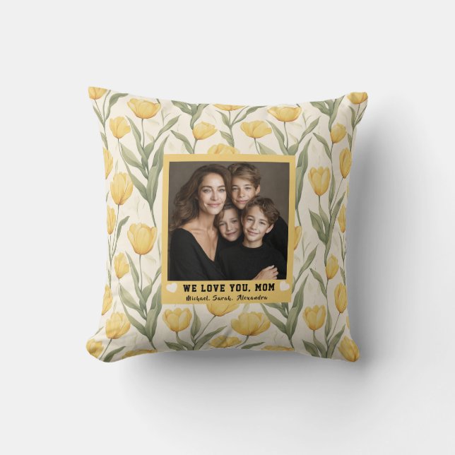 Almofada Flor de Tulipa   Nova Mamãe Aniversário  Ocidental (Frente)